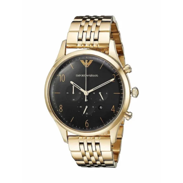 Emporio Armani Beta Ανδρικό Ρολόι 43mm Χρονογράφος Μπαταρίας με Χρυσό Μεταλλικό Μπρασελέ – AR1893