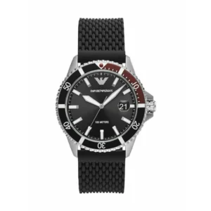 Emporio Armani Diver Ανδρικό Ρολόι 43mm Μπαταρίας με Μαύρο Καουτσούκ Λουράκι - AR11341
