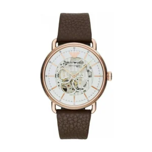 Emporio Armani Ανδρικό Ρολόι 43mm Χρονογράφος Μπαταρίας με Καφέ Δερμάτινο Λουράκι - AR60027