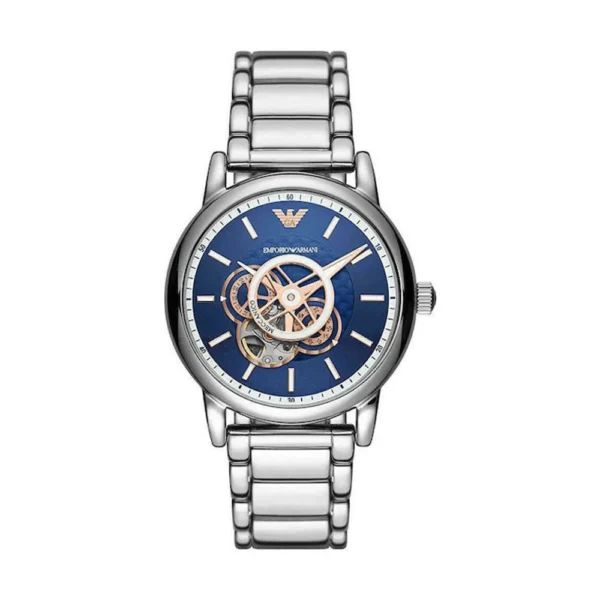 Emporio Armani Ανδρικό Ρολόι 43mm Αυτόματο με Ασημί Μεταλλικό Μπρασελέ – AR60036