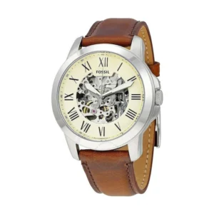 Fossil Grant Ανδρικό Ρολόι 44mm Αυτόματο με Καφέ Δερμάτινο Λουράκι - ME3099