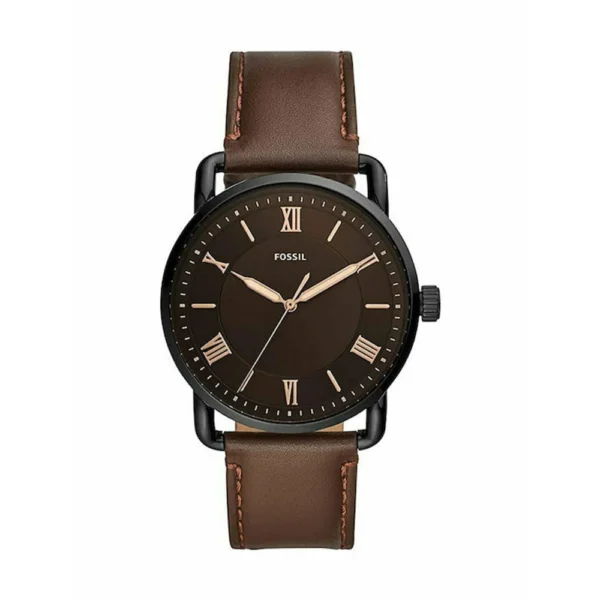 Fossil Ανδρικό Ρολόι 42mm Μπαταρίας με Καφέ Δερμάτινο Λουράκι – FS5666
