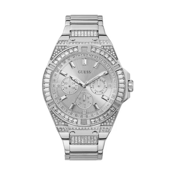 Guess Zeus Γυναικείο Ρολόι 47mm Χρονογράφος Μπαταρίας με Ασημί Μεταλλικό Μπρασελέ – GW0209G1