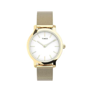 Timex Transcend Γυναικείο Ρολόι 31mm Μπαταρίας με Χρυσό Μεταλλικό Μπρασελέ