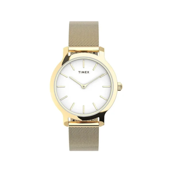 Timex Transcend Γυναικείο Ρολόι 31mm Μπαταρίας με Χρυσό Μεταλλικό Μπρασελέ