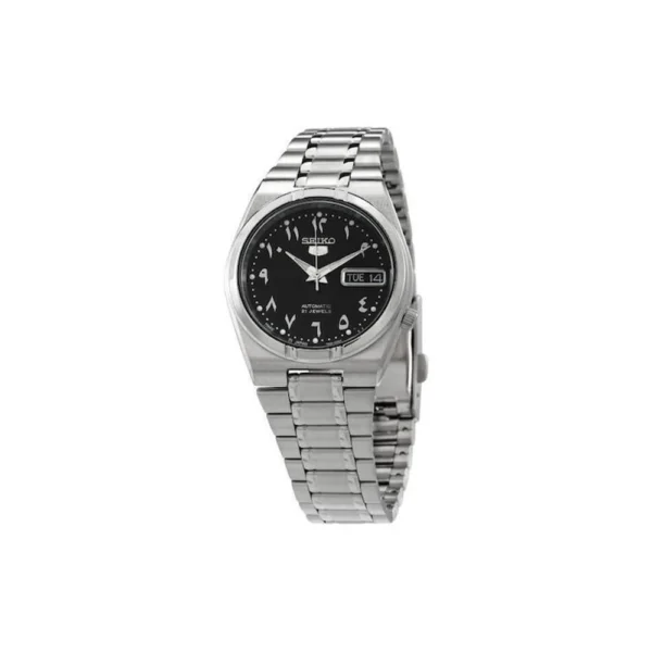 Seiko 5 Ανδρικό Ρολόι 34mm Αυτόματο με Ασημί Μεταλλικό Μπρασελέ – SNK063J5