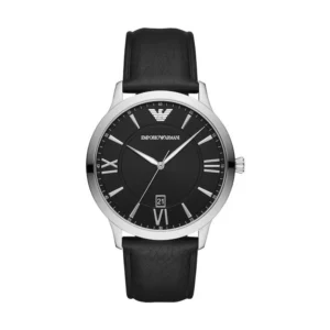Emporio Armani Giovanni Ανδρικό Ρολόι 44mm Μπαταρίας με Μαύρο Δερμάτινο Λουράκι - AR11210