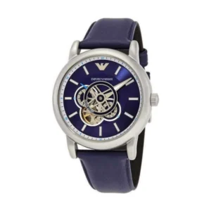Emporio Armani Ανδρικό Ρολόι 43mm Χρονογράφος Αυτόματο με Μπλε Δερμάτινο Λουράκι - AR60011
