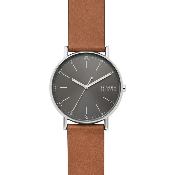 Skagen Signatur Ανδρικό Ρολόι 40mm Μπαταρίας με Καφέ Δερμάτινο Λουράκι – SKW6578