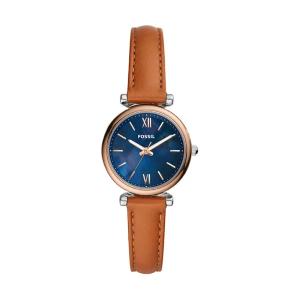 Fossil Carlie Mini Γυναικείο Ρολόι 28mm Μπαταρίας με Καφέ Δερμάτινο Λουράκι – ES4701