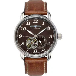 Ρολόι ZEPPELIN LZ 127 Graf Open Heart Automatic Brown Leather Strap - 7666-4