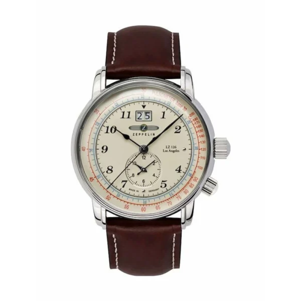 Zeppelin LZ126 Los Angeles Ανδρικό Ρολόι 42mm Χρονογράφος Μπαταρίας με Καφέ Δερμάτινο Λουράκι – 8644-5