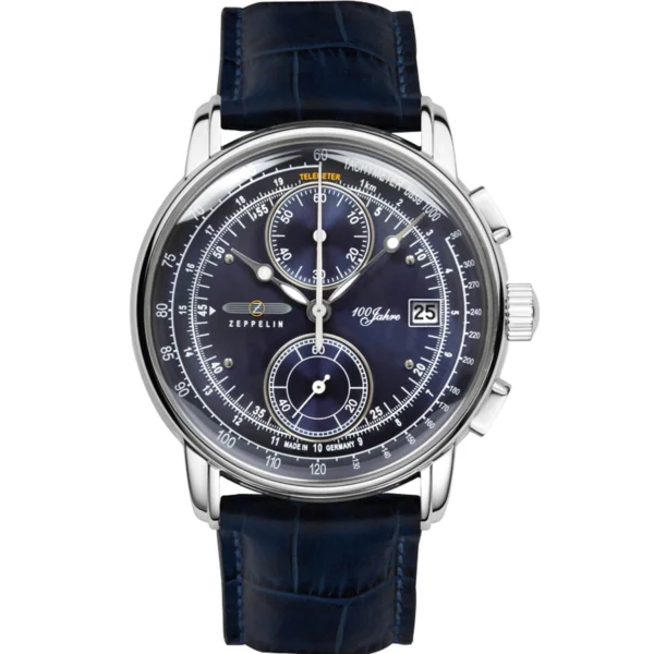 Ρολόι ZEPPELIN 100 Years Chronograph Blue Leather Strap – 8670-3