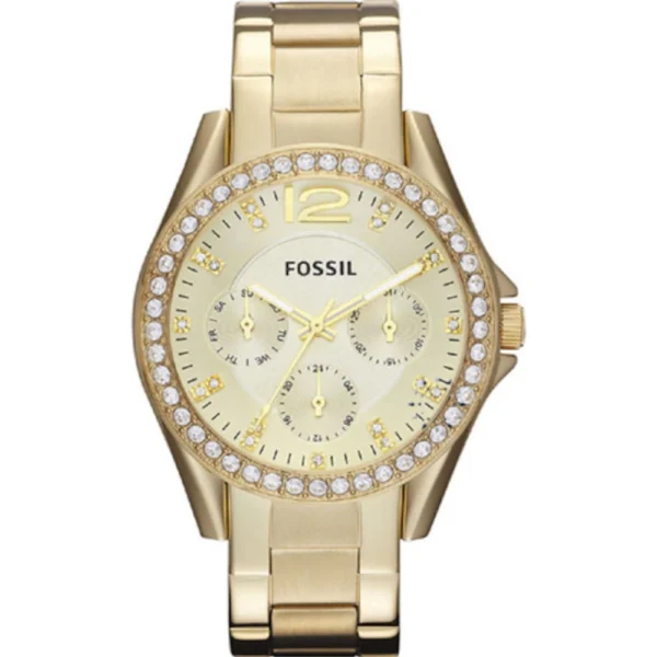 Fossil Γυναικείο Ρολόι 37mm Χρονογράφος Μπαταρίας με Χρυσό Μεταλλικό Μπρασελέ – ES3203