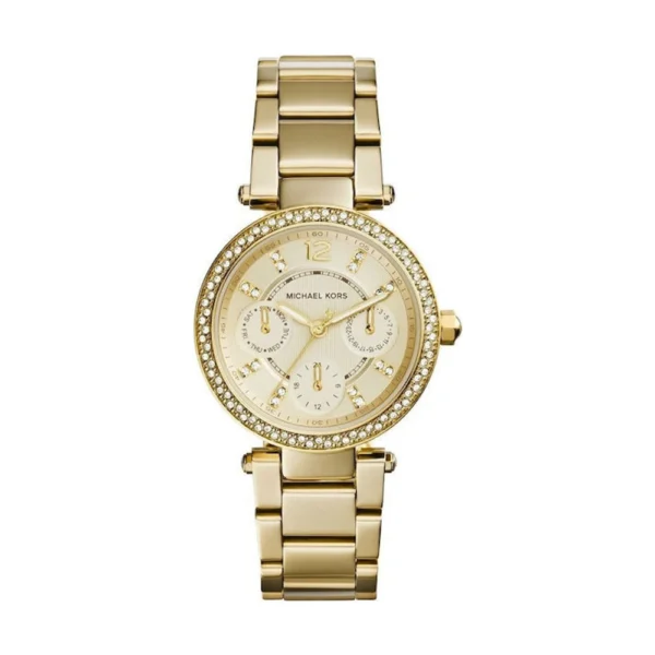 Michael Kors Parker Γυναικείο Ρολόι 33mm Χρονογράφος Μπαταρίας με Χρυσό Μεταλλικό Μπρασελέ – MK6056