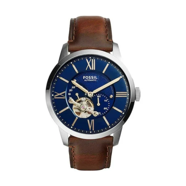 Fossil Ανδρικό Ρολόι 44mm Χρονογράφος Αυτόματο με Καφέ Δερμάτινο Λουράκι – ME3110