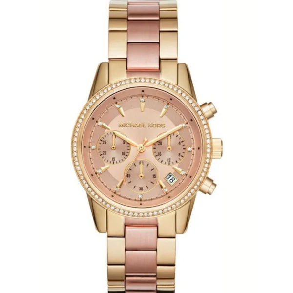 Michael Kors Ritz Γυναικείο Ρολόι 38mm Χρονογράφος Μπαταρίας με Ροζ Χρυσό Μεταλλικό Μπρασελέ – MK6475