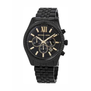 Michael Kors Lexington Ανδρικό Ρολόι 44mm Χρονογράφος Μπαταρίας με Μαύρο Μεταλλικό Μπρασελέ - MK8603