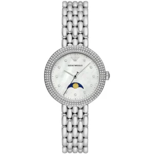 Emporio Armani Rosa Γυναικείο Ρολόι 32mm Μπαταρίας με Ασημί Μεταλλικό Μπρασελέ - AR11461