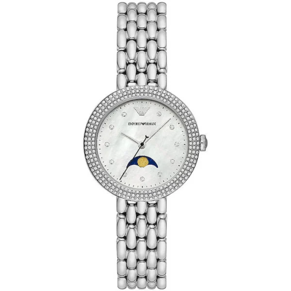 Emporio Armani Rosa Γυναικείο Ρολόι 32mm Μπαταρίας με Ασημί Μεταλλικό Μπρασελέ – AR11461