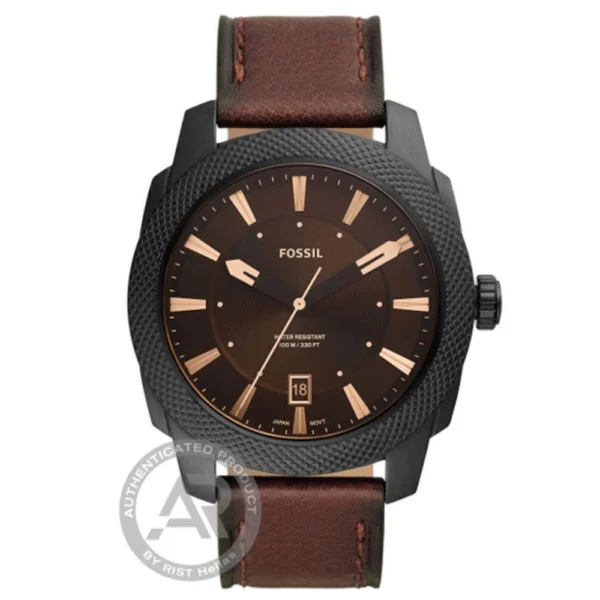 Fossil Machine Ανδρικό Ρολόι 49mm Μπαταρίας με Καφέ Δερμάτινο Λουράκι – FS5972