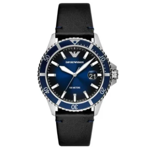 Emporio Armani Diver Ανδρικό Ρολόι 42mm Μπαταρίας με Μαύρο Δερμάτινο Λουράκι - AR11516