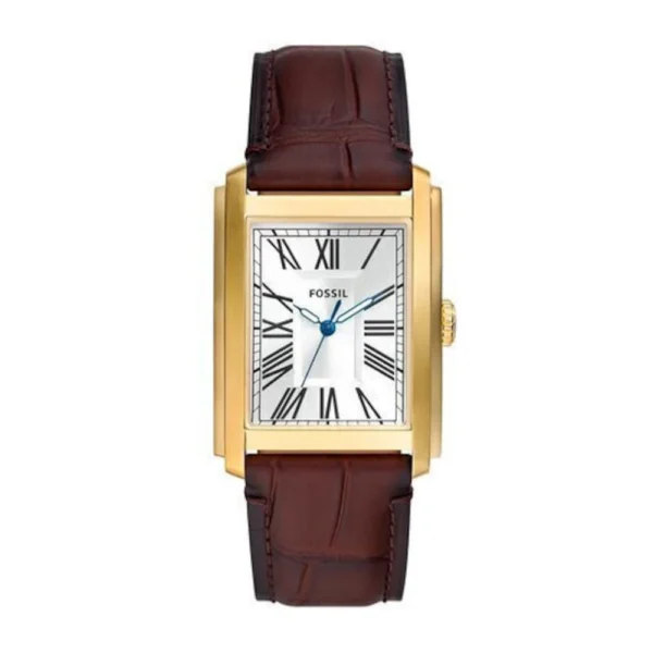 Fossil Ανδρικό Ρολόι 30mm Μπαταρίας με Καφέ Δερμάτινο Λουράκι – FS6011