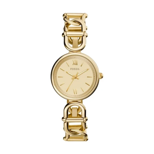Fossil Carlie Γυναικείο Ρολόι 30mm Μπαταρίας με Χρυσό Μεταλλικό Μπρασελέ – ES5375