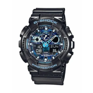 Casio G-Shock Ανδρικό Ρολόι 51mm Χρονογράφος Μπαταρίας με Μπλε Καουτσούκ Λουράκι - GA-100CB-1AER