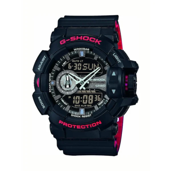 Casio G-Shock Αναλογικό/Ψηφιακό Ανδρικό Ρολόι 51mm Χρονογράφος Μπαταρίας με Μαύρο Καουτσούκ Λουράκι – GA-400HR-1AER