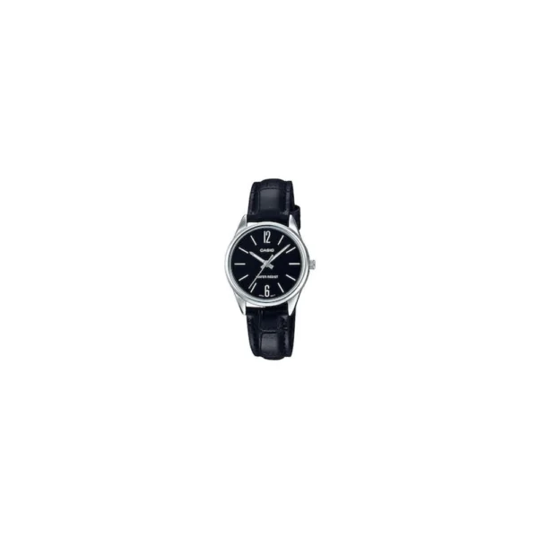 Casio Γυναικείο Ρολόι 29mm Μπαταρίας με Μαύρο Δερμάτινο Λουράκι – LTP-V005L-1BUDF
