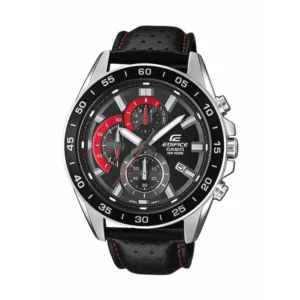 Casio Edifice Ανδρικό Ρολόι 47mm Χρονογράφος Solar με Μαύρο Δερμάτινο Λουράκι - EFV-550L-1AVUEF
