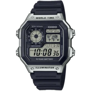 Ρολόι CASIO Collection World Time Chronograph Black Rubber Strap - AE-1200WH-1CVEF