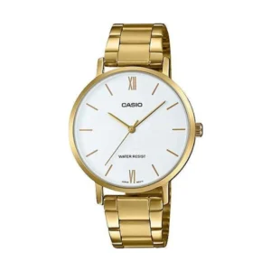 Casio Enticer Γυναικείο Ρολόι 34mm Μπαταρίας με Χρυσό Μεταλλικό Μπρασελέ - LTP-VT01G-7BUDF