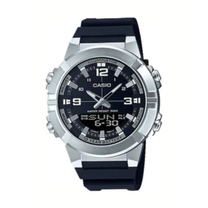 Casio Ψηφιακό Ανδρικό Ρολόι Μπαταρίας με Μαύρο Καουτσούκ Λουράκι - AMW-870-1AVDF