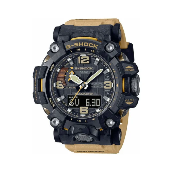 Casio G-Shock Mudmaster Ανδρικό Ρολόι 54mm Solar με Μπεζ Καουτσούκ Λουράκι – GWG-2000-1A5ER