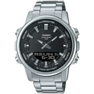 Casio Ψηφιακό Ανδρικό Ρολόι Μπαταρίας με Ασημί Μεταλλικό Μπρασελέ - AMW-880D-1AVDF