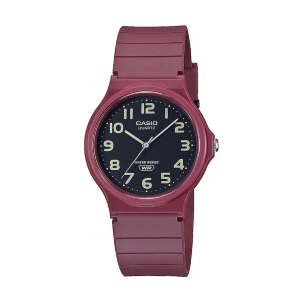 Casio Γυναικείο Ρολόι 34.9mm Μπαταρίας με Μπορντό Καουτσούκ Λουράκι – MQ-24UC-4BEF