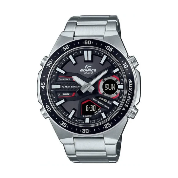Casio Edifice Ανδρικό Ρολόι 46.9mm Χρονογράφος Μπαταρίας με Ασημί Μεταλλικό Μπρασελέ – EFV-C110D-1A4VEF