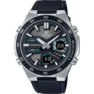 Ρολόι CASIO Edifice Dual Time Chronograph Black Leather Strap - EFV-C110L-1AVEF