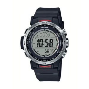 Casio Pro Trek Ανδρικό Ρολόι Μπαταρίας με Μαύρο Καουτσούκ Λουράκι - PRW-35-1AER