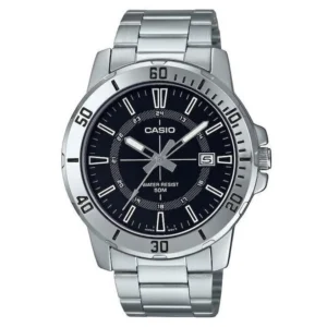 Casio Ανδρικό Ρολόι 45mm Μπαταρίας με Ασημί Μεταλλικό Μπρασελέ - MTP-VD01D-1CVUDF
