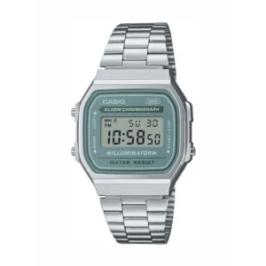 Casio Vintage Collection Ψηφιακό Ανδρικό Ρολόι 36mm Χρονογράφος Μπαταρίας με Ασημί Μεταλλικό Μπρασελέ - A168WA-3AYES