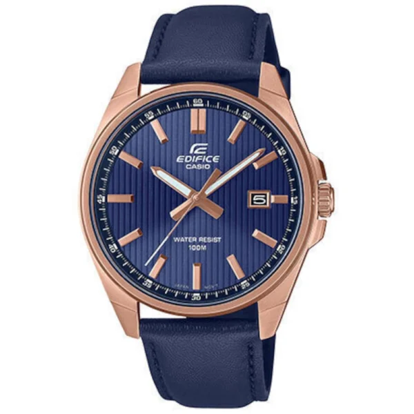Casio Edifice Ανδρικό Ρολόι 42.6mm Χρονογράφος Μπαταρίας με Μπλε / Μπλε Δερμάτινο Λουράκι – EFV-150CL-2AVUEF