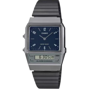 Ρολόι CASIO Vintage Dual Time Chronograph Grey Stainless Steel Bracelet - AQ-800EB-2AEF