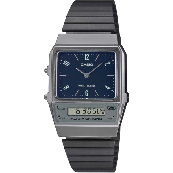Ρολόι CASIO Vintage Dual Time Chronograph Grey Stainless Steel Bracelet – AQ-800EB-2AEF