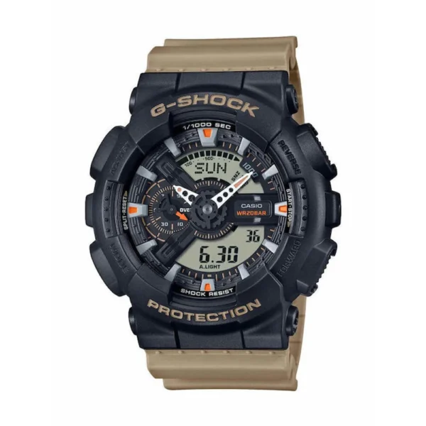 Casio G-shock Ψηφιακό Ανδρικό Ρολόι 51mm Χρονογράφος Μπαταρίας με Μπεζ Καουτσούκ Λουράκι – GA-110TU-1A5ER