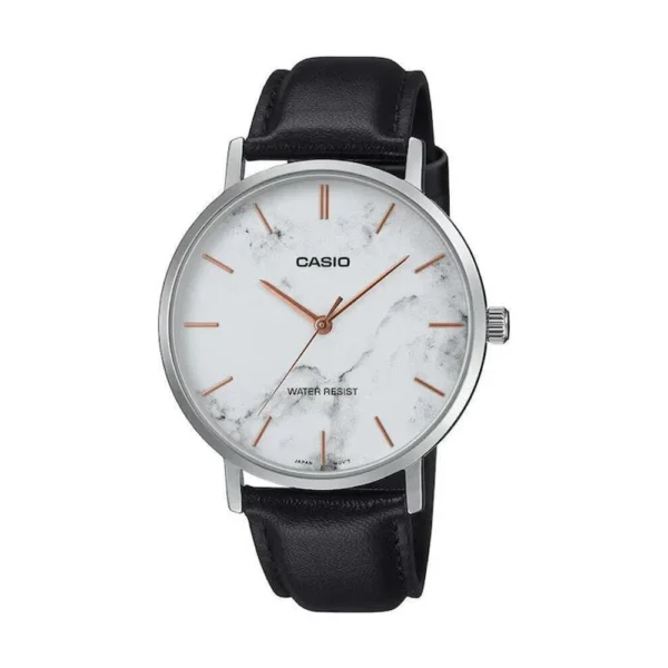 Casio Collection Ανδρικό Ρολόι 40mm Μπαταρίας με Λευκό Μεταλλικό Μπρασελέ – MTP-VT01LM-7AUDF