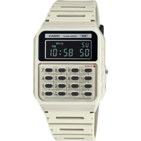 Ρολόι CASIO Vintage Mini Calculator Dual Time Chronograph White Bio-Resin Strap – CA-53WB-8BEF