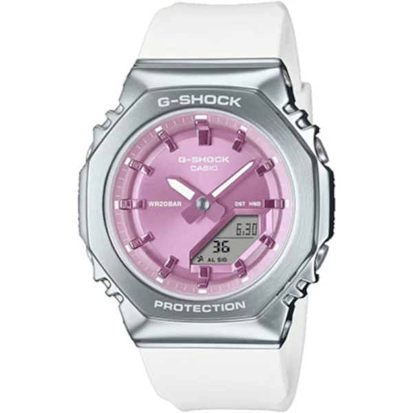Casio G-shock Ψηφιακό Γυναικείο Ρολόι 40mm Μπαταρίας με Λευκό Καουτσούκ Λουράκι – GM-S2110-7A6ER